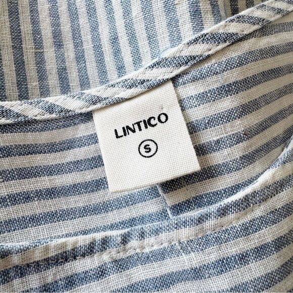 Lintico Morgan 100% Linen Striped Short Sleeve Midi Dress Boho Lagenlook Size S - Picture 14 of 16